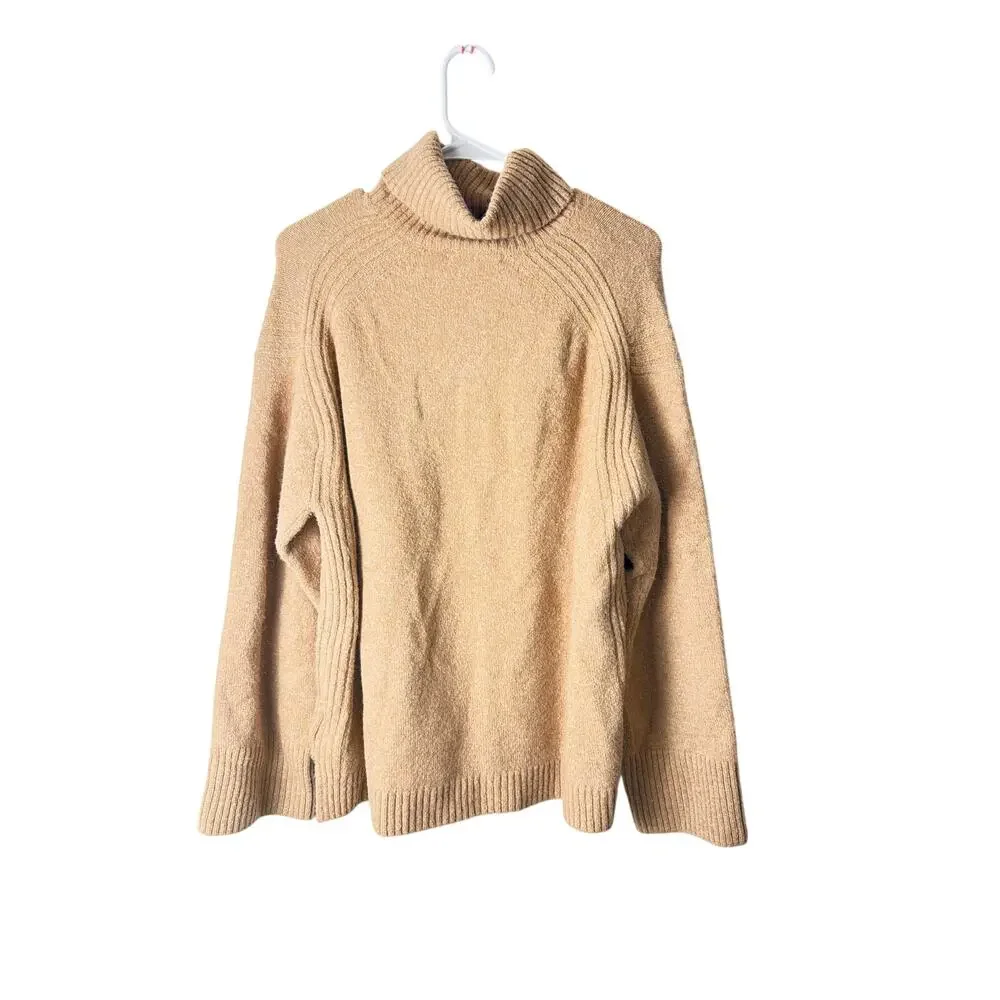 J.Crew Women's Relaxed Donegal Wool-Alpaca Turtleneck Sweater - Tan - Size M